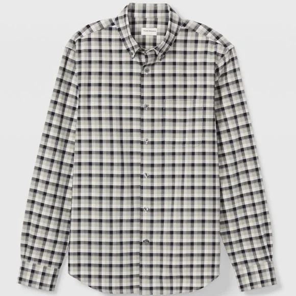 Long Sleeve Plaid Oxford Shirt - New With Tags - NEVER WORN - Grey Plaid